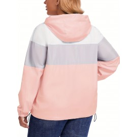 Plus Size Raincoat, Women Water Resistant Rain Jacket, Packable, Outdoor Hooded Windbreaker For Women