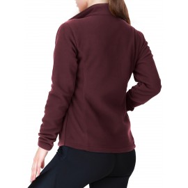 Women's Outdoor Sports Plush Jacket, Plus Size Solid Color Zipper Warm Soft Long Sleeve Lightweight Fleece Jacket