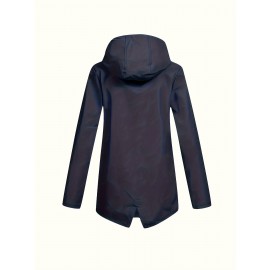 Plus Size Plush Lined Hooded Coat, Warm Long Sleeve Zipper Coat for Winter, Casual Women's Clothing