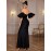 Elegant Off Shoulder Maxi Bodycon Bridesmaid Dress for Wedding Party, Plain Color Women's Clothing