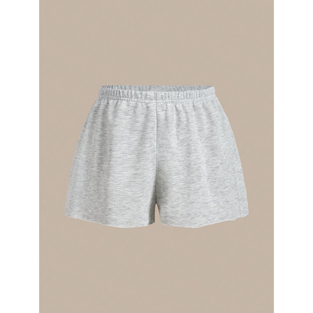 Women's Y2K-Inspired Stretchy Waist Shorts - Solid Color, Polyester & Spandex Blend, Machine Washable