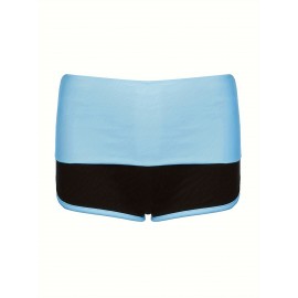 Color Block High Waist Shorts, Casual Slim Shorts For Summer, Women's Clothing