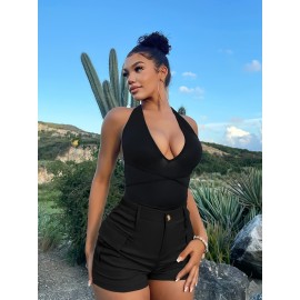 Womens High Waist Cargo Shorts with Flap Pockets - Stylish Vacation Wear for Spring & Summer - Trendy Comfortable Fashion